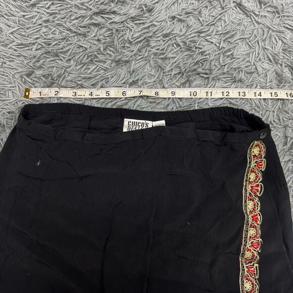 Chicos Design Wrap Embroidered Black Skirt with Gold and Red Accents Size 1 (8) - Picture 5 of 8